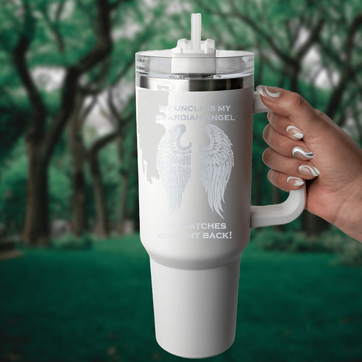 My Uncle is my Guardian Angel 40 Ounce Laser Etched Tumbler - Guardian Angel Collection