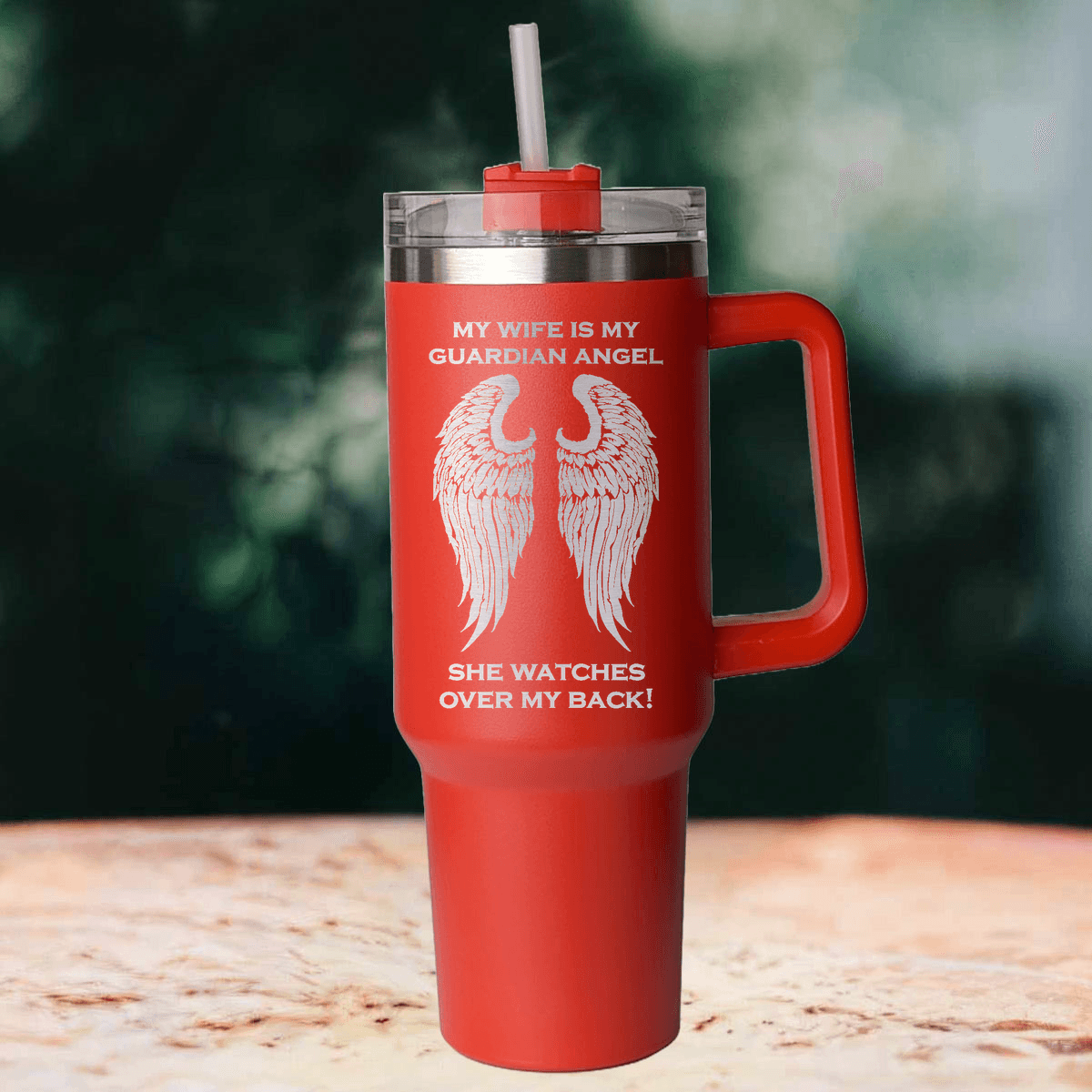My Wife is my Guardian Angel 40 Ounce Laser Etched Tumbler - Guardian Angel Collection