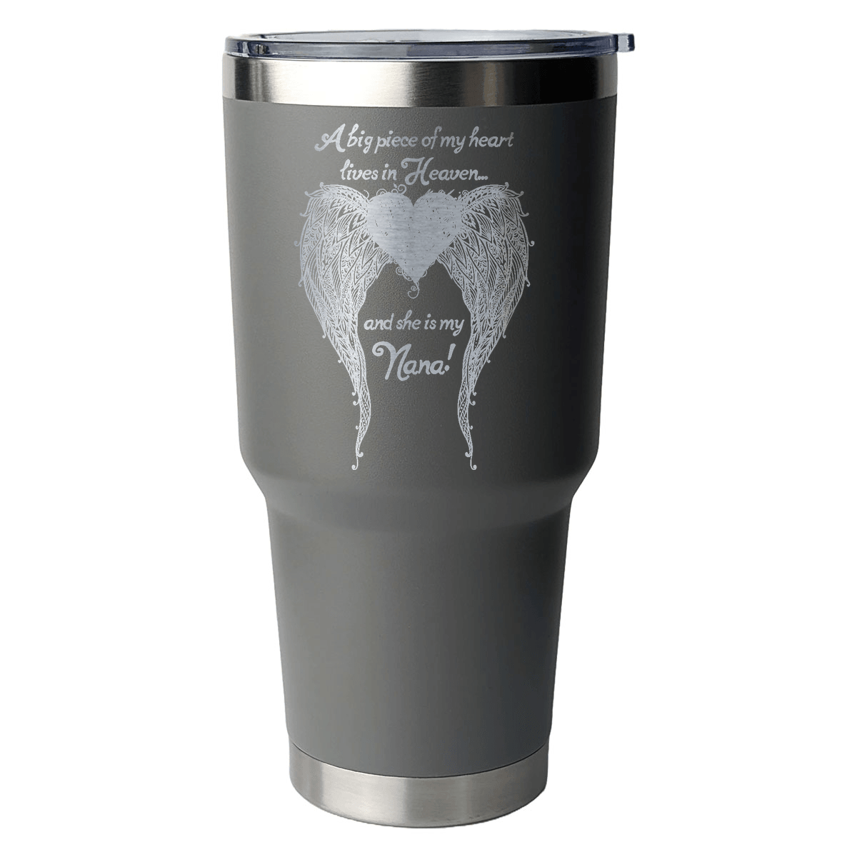 Nana - A Big Piece of my Heart 30 Ounce Laser Etched Tumbler - Guardian Angel Collection