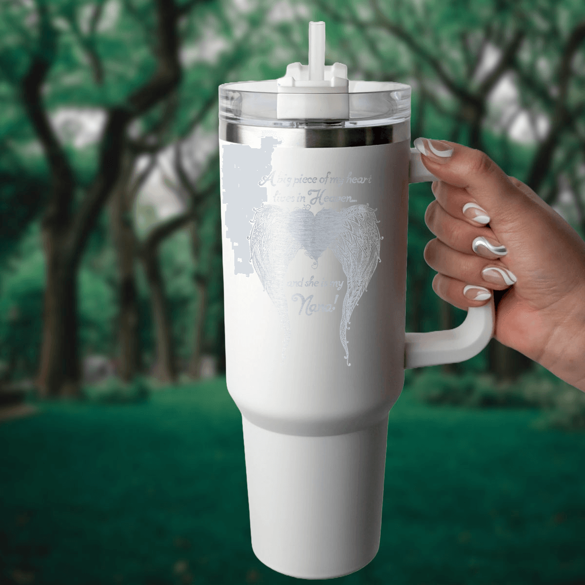 Nana - A Big Piece of my Heart 40 Ounce Laser Etched Tumbler - Guardian Angel Collection