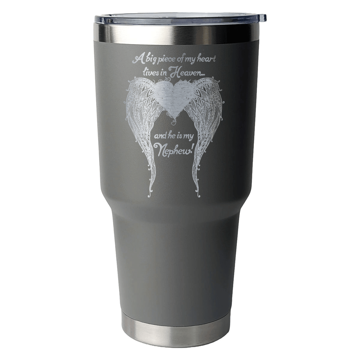 Nephew - A Big Piece of my Heart 30 Ounce Laser Etched Tumbler - Guardian Angel Collection