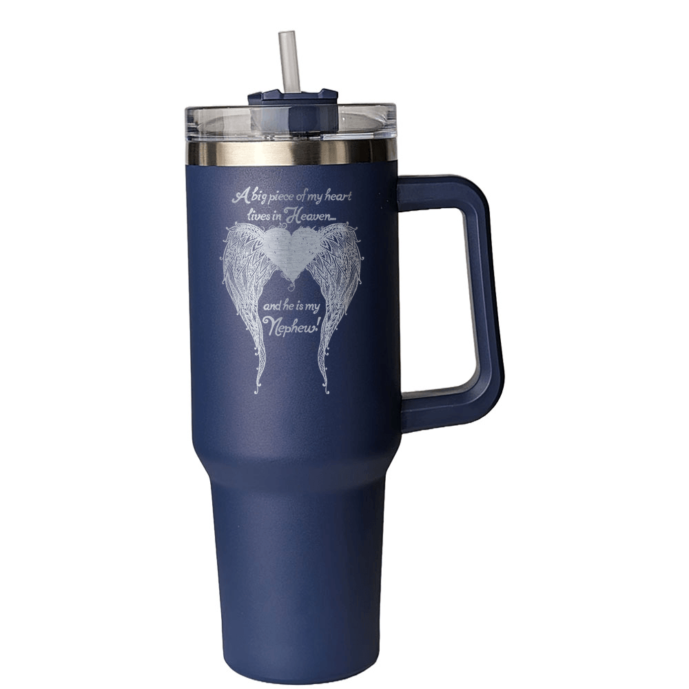 Nephew - A Big Piece of my Heart 40 Ounce Laser Etched Tumbler - Guardian Angel Collection