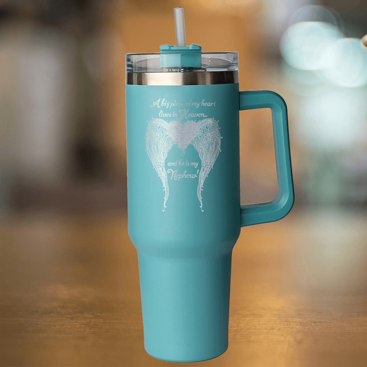 Nephew - A Big Piece of my Heart 40 Ounce Laser Etched Tumbler - Guardian Angel Collection