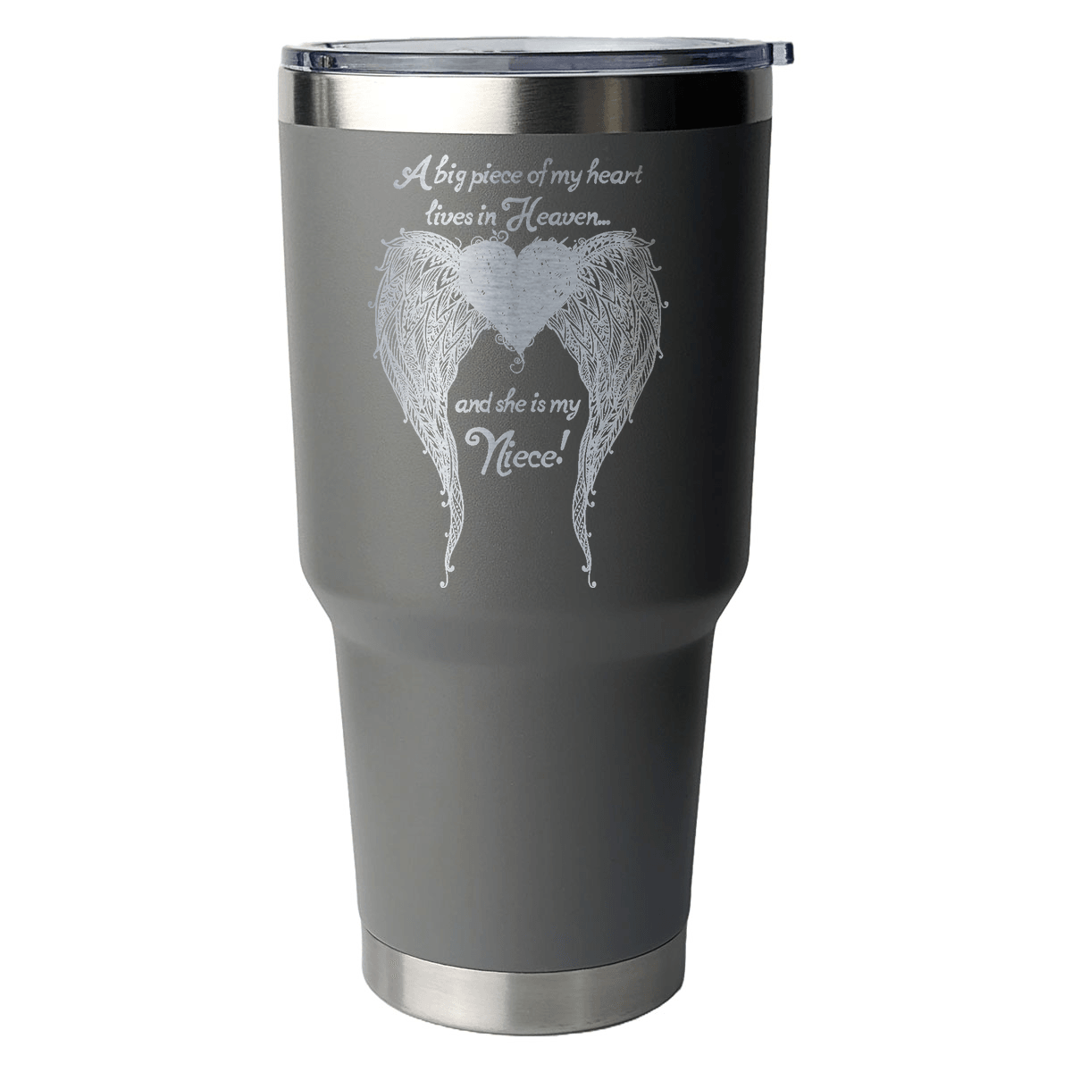 Niece - A Big Piece of my Heart 30 Ounce Laser Etched Tumbler - Guardian Angel Collection