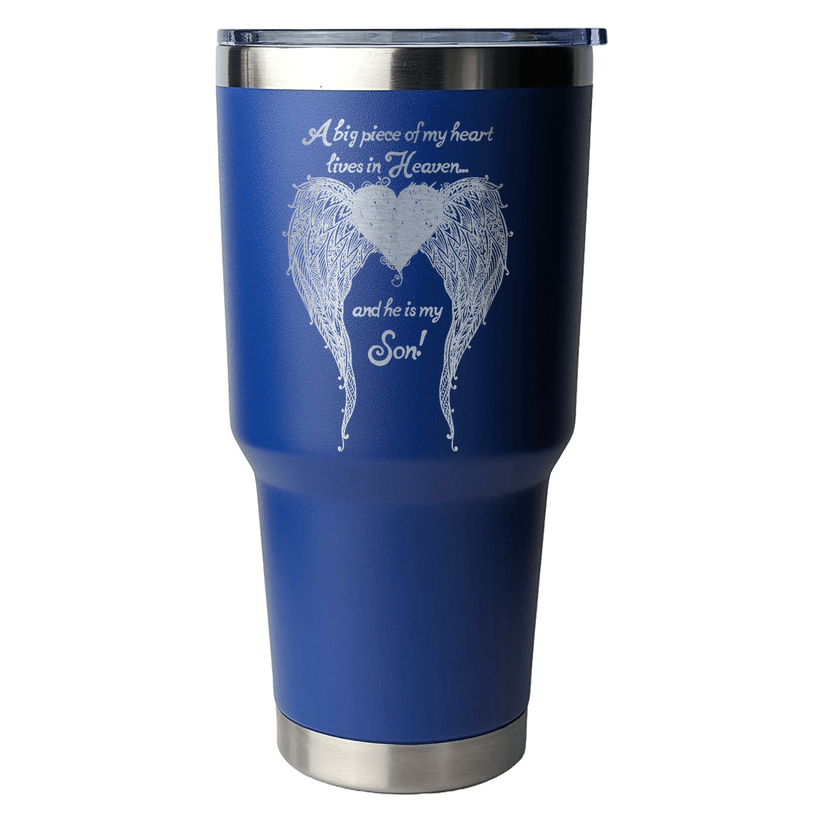Son - A Big Piece of my Heart 30 Ounce Laser Etched Tumbler - Guardian Angel Collection