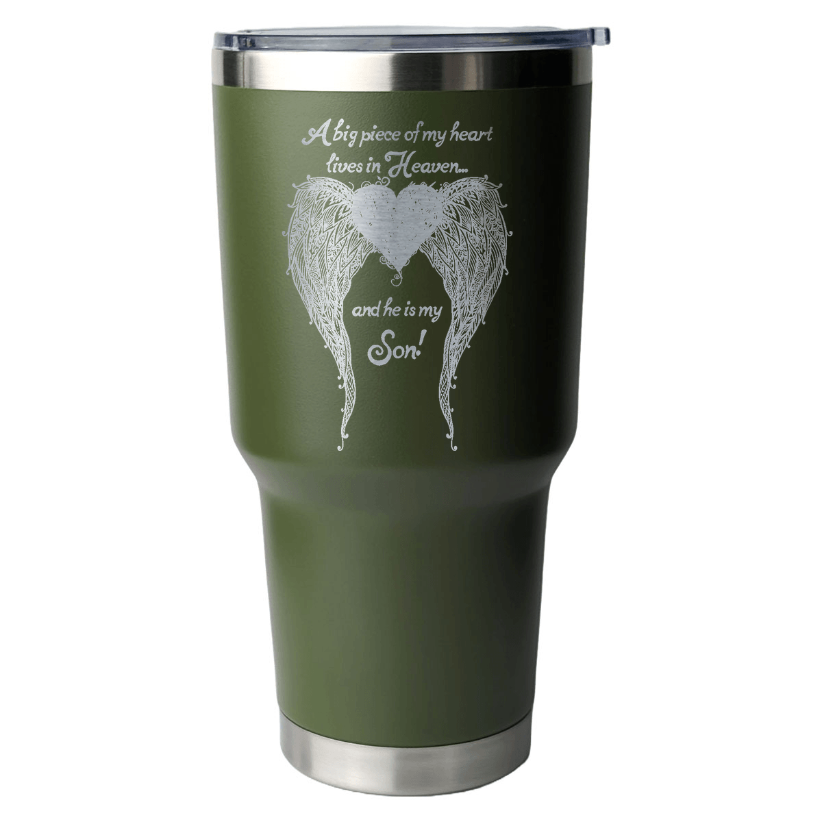 Son - A Big Piece of my Heart 30 Ounce Laser Etched Tumbler - Guardian Angel Collection