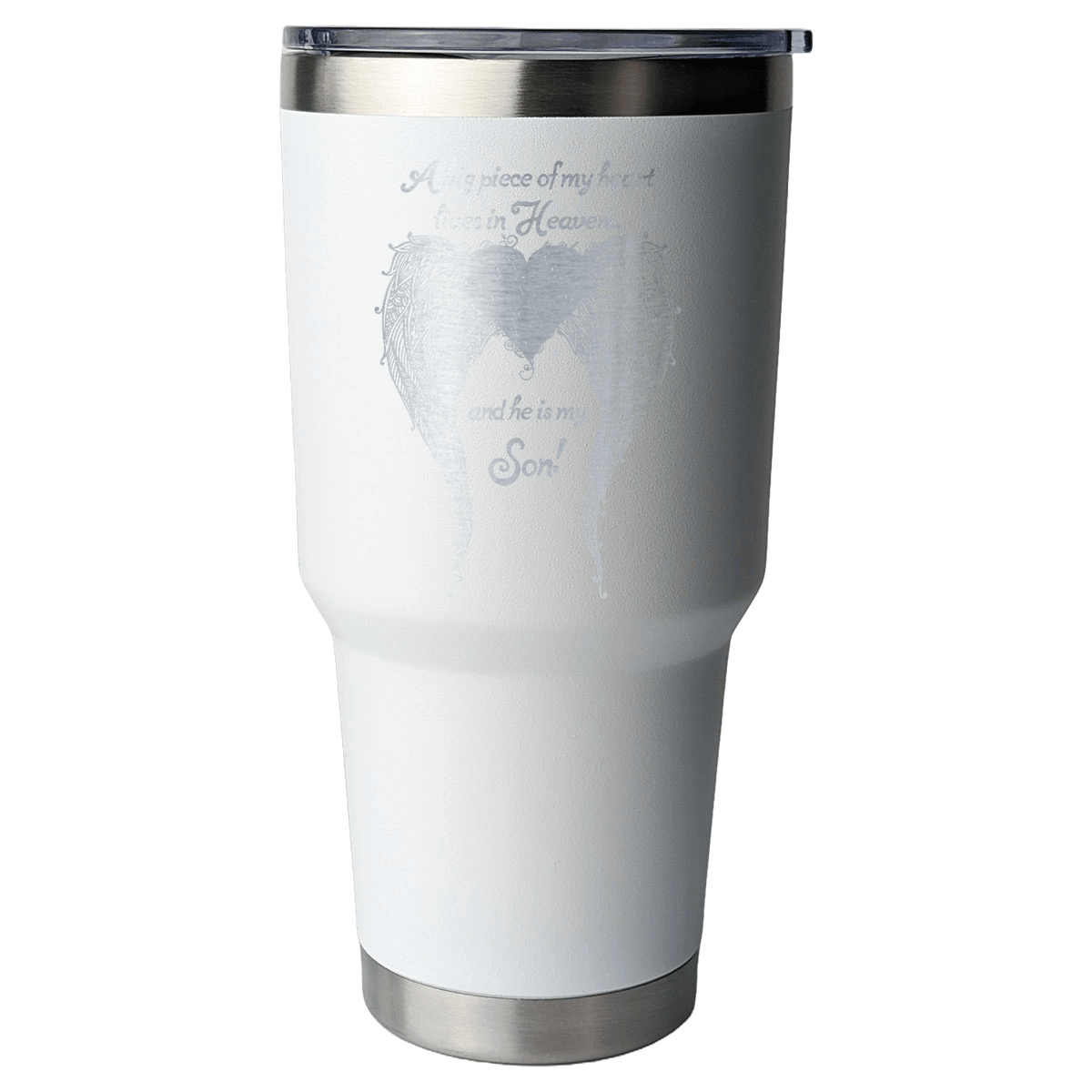 Son - A Big Piece of my Heart 30 Ounce Laser Etched Tumbler - Guardian Angel Collection