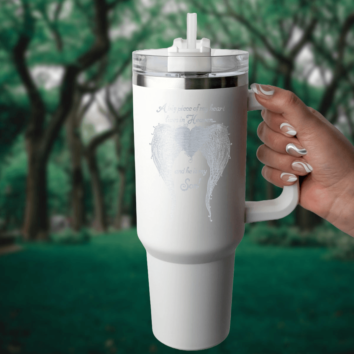 Son - A Big Piece of my Heart 40 Ounce Laser Etched Tumbler - Guardian Angel Collection