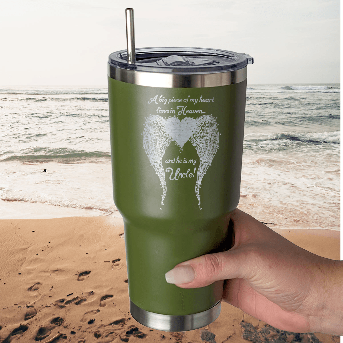 Uncle - A Big Piece of my Heart 30 Ounce Laser Etched Tumbler - Guardian Angel Collection