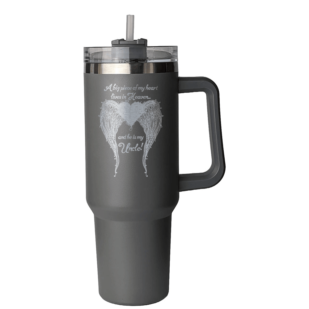 Uncle - A Big Piece of my Heart 40 Ounce Laser Etched Tumbler - Guardian Angel Collection