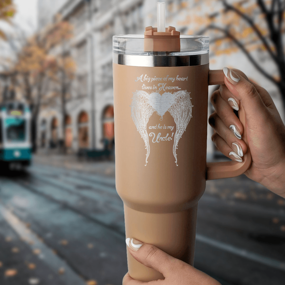 Uncle - A Big Piece of my Heart 40 Ounce Laser Etched Tumbler - Guardian Angel Collection