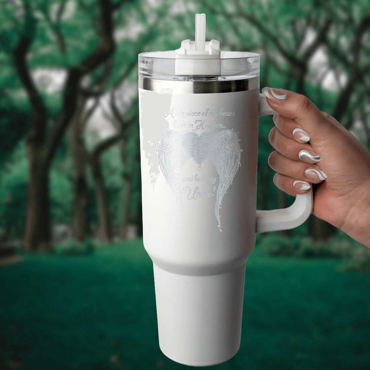 Uncle - A Big Piece of my Heart 40 Ounce Laser Etched Tumbler - Guardian Angel Collection