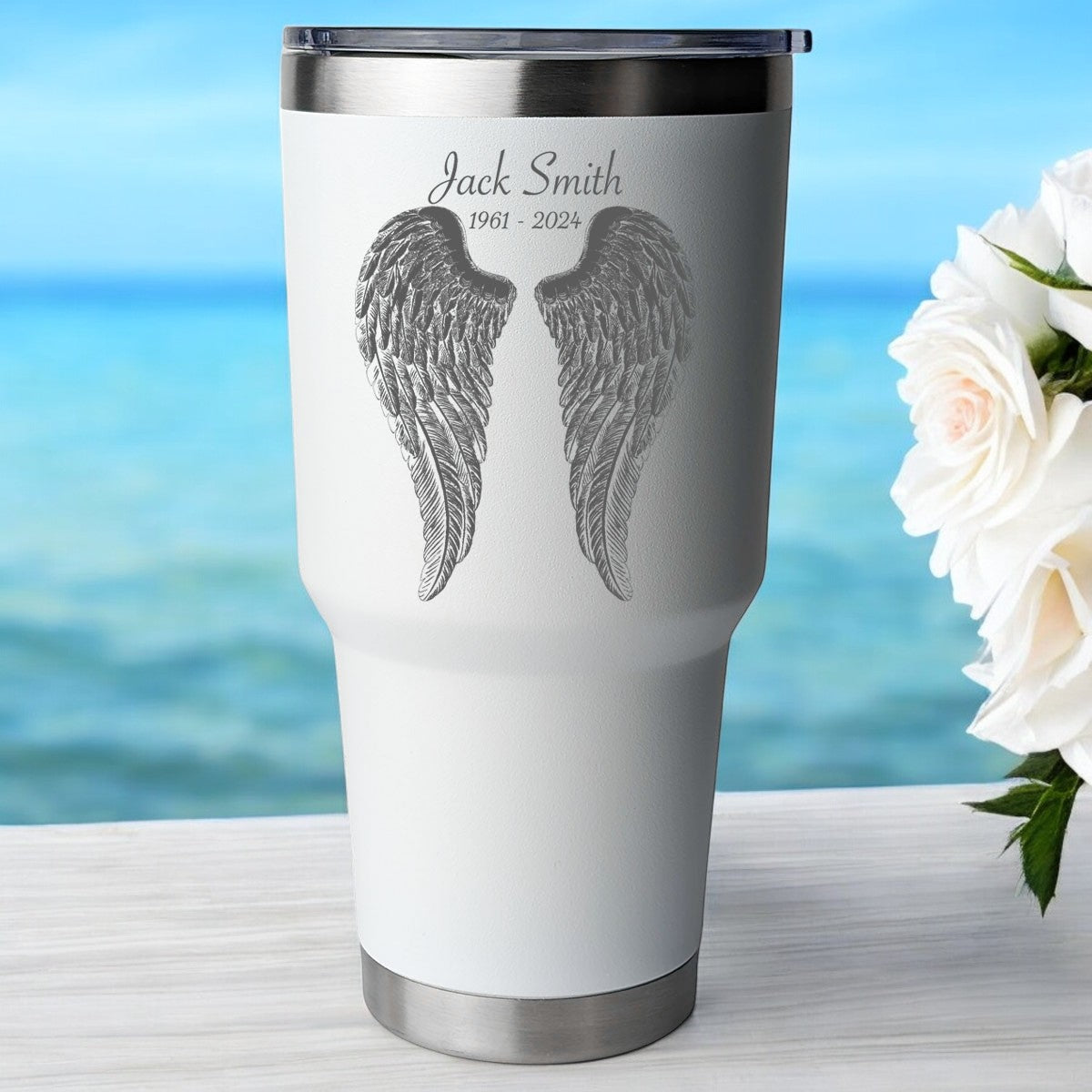 Wings of Remembrance 30 Ounce Personalized Laser Etched Tumbler