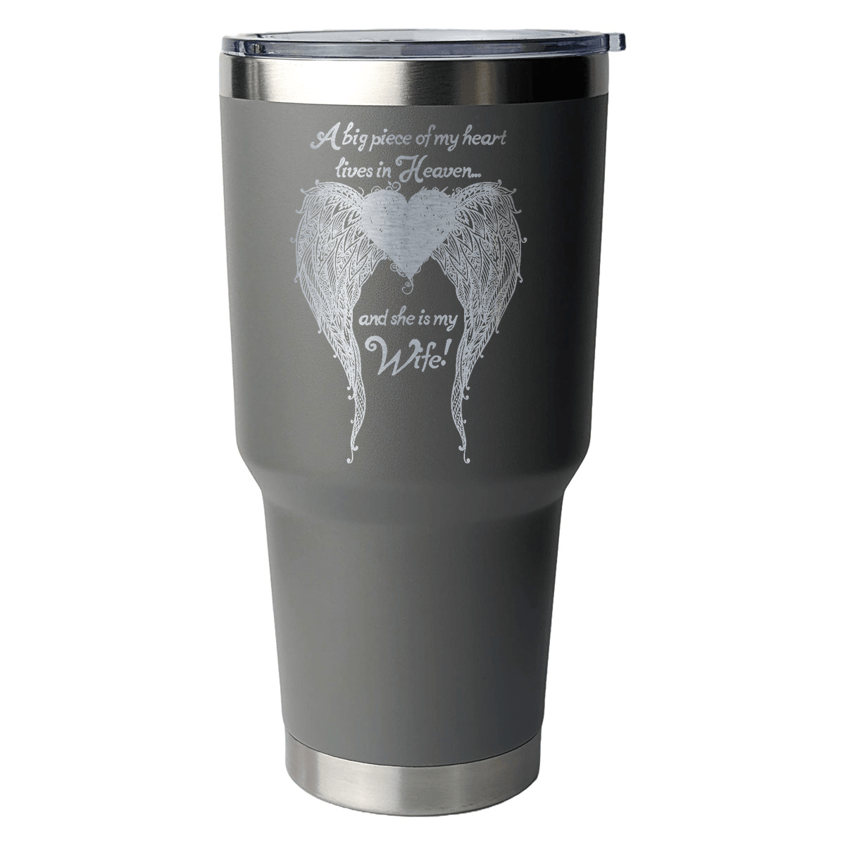 Wife - A Big Piece of my Heart 30 Ounce Laser Etched Tumbler - Guardian Angel Collection
