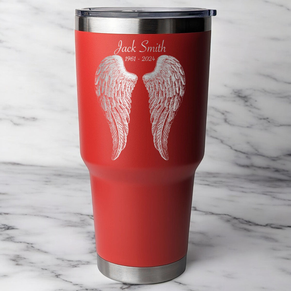 Wings of Remembrance 30 Ounce Personalized Laser Etched Tumbler