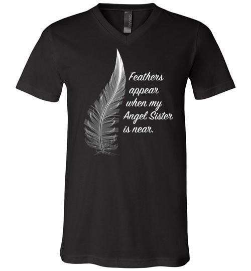 Feathers Appear When My Angel Sister Is Near Unisex V-Neck - Guardian Angel Collection