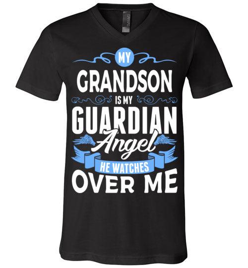 My Grandson Watches Over Me V-Neck (Front) - Guardian Angel Collection