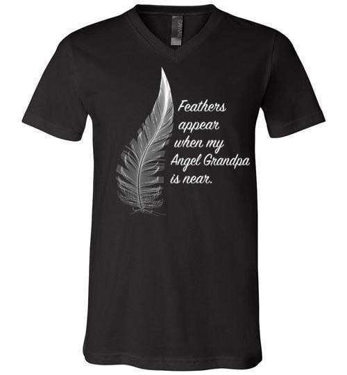 Feathers Appear When My Angel Grandpa Is Near Unisex V-Neck - Guardian Angel Collection