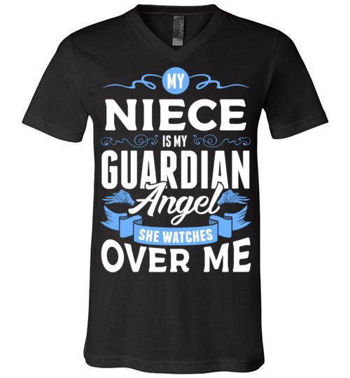 My Niece Watches Over Me V-Neck (Front) - Guardian Angel Collection