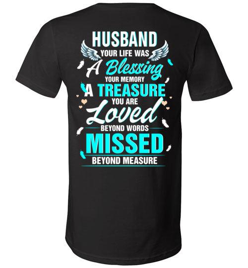 Husband - Your Life Was A Blessing V-Neck - Guardian Angel Collection