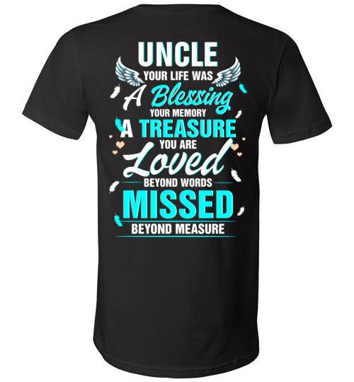 Uncle - Your Life Was A Blessing V-Neck - Guardian Angel Collection