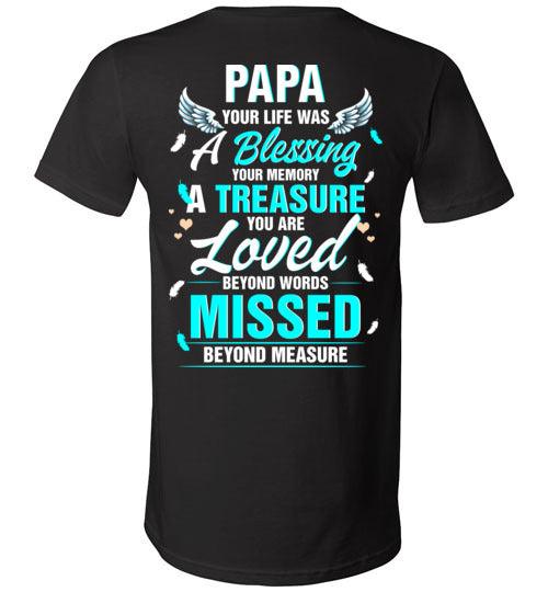 Papa - Your Life Was A Blessing V-Neck - Guardian Angel Collection