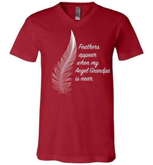 Feathers Appear When My Angel Grandpa Is Near V-Neck - Guardian Angel Collection
