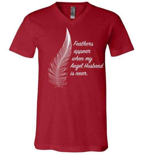 Feathers Appear When My Angel Husband Is Near V-Neck - Guardian Angel Collection