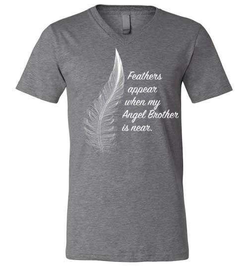 Feathers Appear When My Angel Brother Is Near V-Neck - Guardian Angel Collection