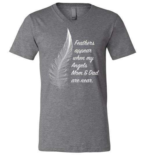 Feathers Appear When My Angels Mom & Dad Are Near V-Neck - Guardian Angel Collection
