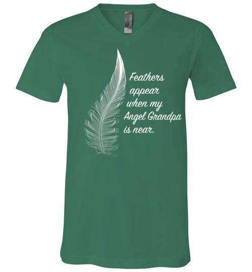 Feathers Appear When My Angel Grandpa Is Near V-Neck - Guardian Angel Collection