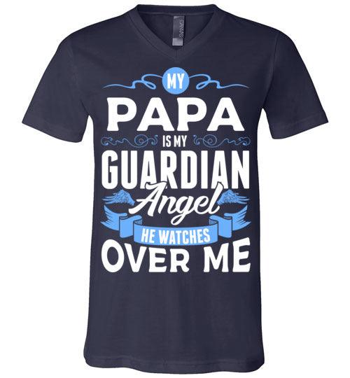 My Papa Watches Over Me V-Neck (Front) - Guardian Angel Collection