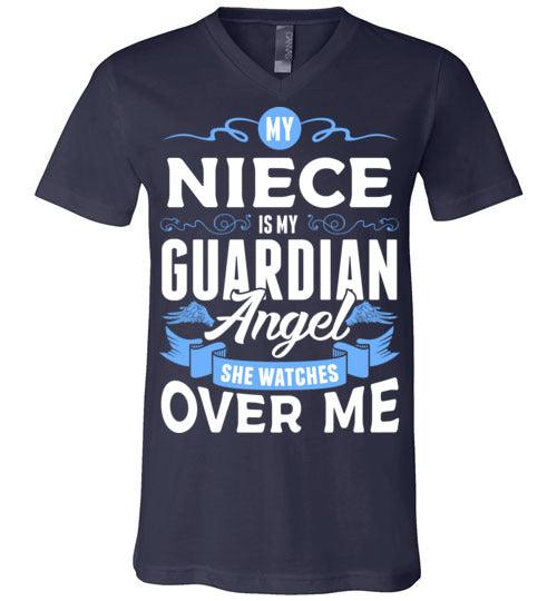 My Niece Watches Over Me V-Neck (Front) - Guardian Angel Collection