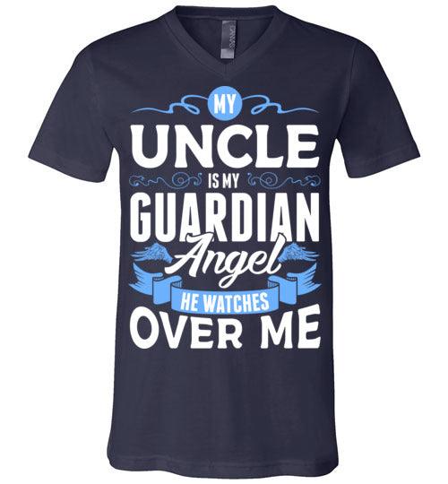 My Uncle Watches Over Me V-Neck (Front) - Guardian Angel Collection