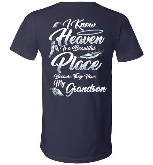 I Know Heaven is a Beautiful Place - Grandson V-Neck - Guardian Angel Collection