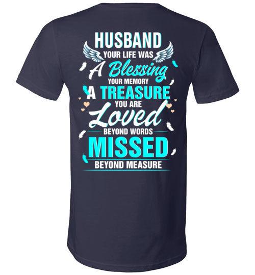Husband - Your Life Was A Blessing V-Neck - Guardian Angel Collection