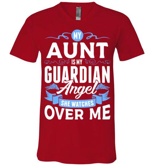 My Aunt Watches Over Me V-Neck (Front) - Guardian Angel Collection
