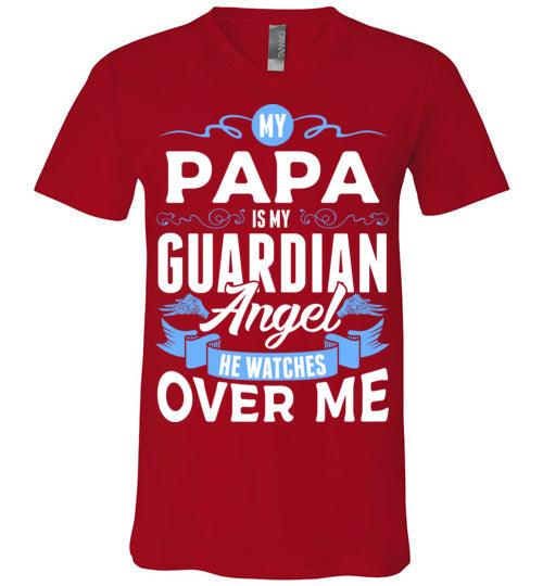 My Papa Watches Over Me V-Neck (Front) - Guardian Angel Collection