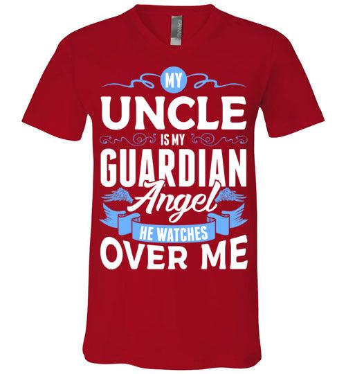 My Uncle Watches Over Me V-Neck (Front) - Guardian Angel Collection