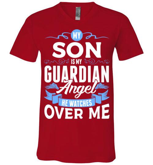 My Son Watches Over Me V-Neck (Front) - Guardian Angel Collection