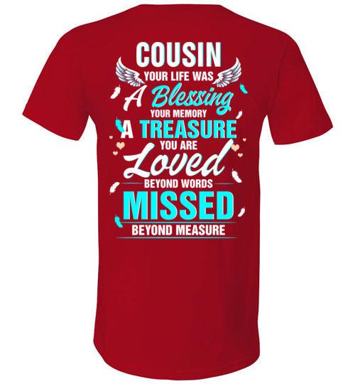 Cousin - Your Life Was A Blessing V-Neck - Guardian Angel Collection