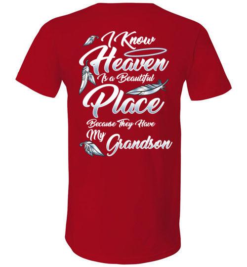 I Know Heaven is a Beautiful Place - Grandson V-Neck - Guardian Angel Collection