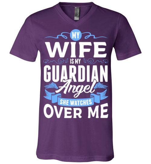 My Wife Watches Over Me V-Neck (Front) - Guardian Angel Collection