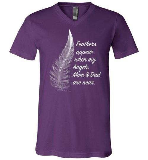 Feathers Appear When My Angels Mom & Dad Are Near V-Neck - Guardian Angel Collection