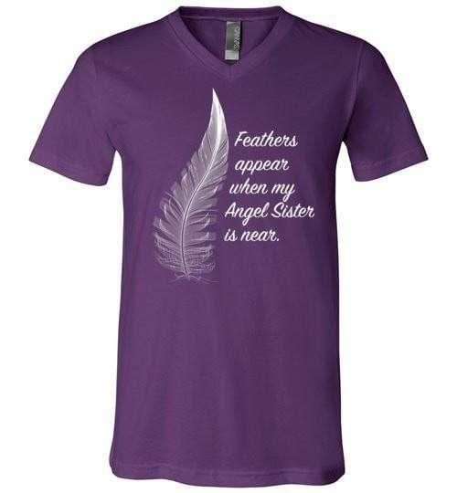 Feathers Appear When My Angel Sister Is Near V-Neck - Guardian Angel Collection