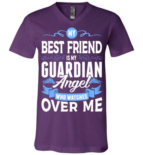 My Best Friend Watches Over Me V-Neck (Front) - Guardian Angel Collection