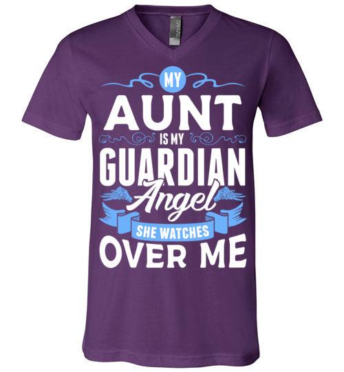 My Aunt Watches Over Me V-Neck (Front) - Guardian Angel Collection