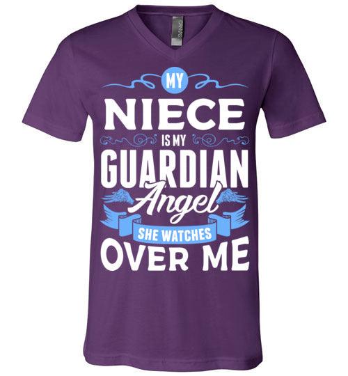 My Niece Watches Over Me V-Neck (Front) - Guardian Angel Collection