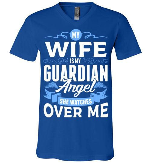 My Wife Watches Over Me V-Neck (Front) - Guardian Angel Collection