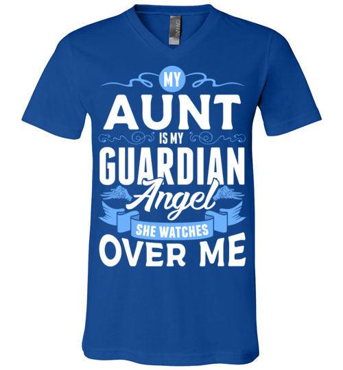 My Aunt Watches Over Me V-Neck (Front) - Guardian Angel Collection